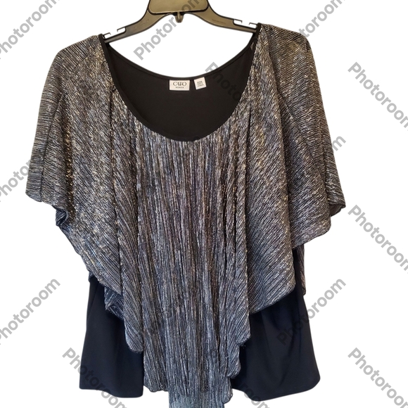 🎆Gorgeous Cato Black and Silver Women's Top Size 18/20W - Picture 5 of 8